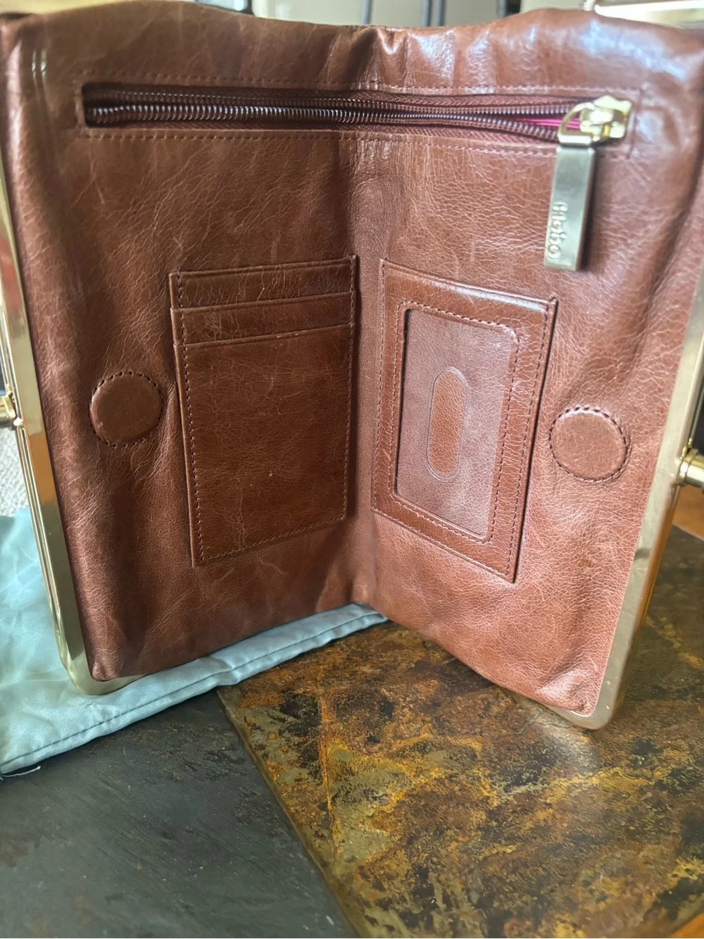 HOBO Brown Patchwork Leather & Snakeskin-Print Clutch